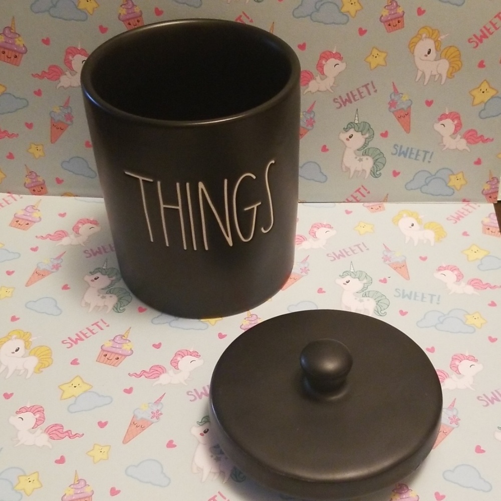 Brand new Rae Dunn  black "THINGS"  container - Picture 5 of 5